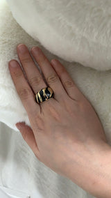 Black pattern gold ring