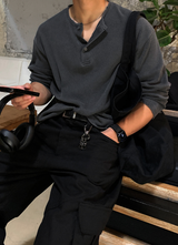 Bias Incision Washed Semi Wide Cargo Pants