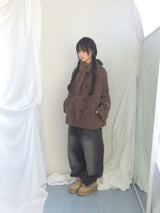 highneck puffy fur jacket