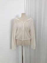 Summer knit hooded zip-up