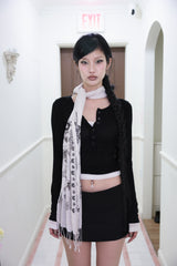 Oriental flower scarf (White/Yellow)