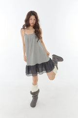Ann Stripe Combi Dress Charcoal Stripe