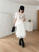Ripple chiffon midi skirt