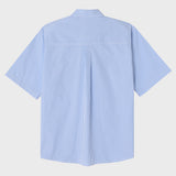 Blue Stripe Pocket short-sleeved Shirt [Unisex]