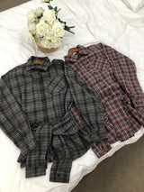チェックポケットストラップニットシャツ