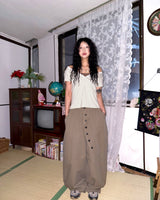 (2color) Wrap Button Wide Banding Pants