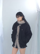 Milkfur high neck suede jumper