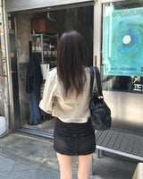 フォールディング デニム ジッパー スカート