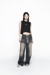 25SS ベーシックロゴウーマンクロップスリーブレス ブラック