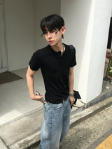 ノエアミュージックヘンリーネックショートスリーブTシャツ3C