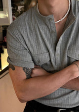 [S/S] Pleats pocket henry neck t-shirts(3color)