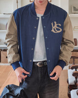 Barent Denim Color Matching Varsity Jacket