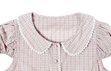 Larsen Flower Check Strap Lace Short Sleeve Shirt