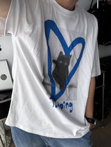 ASCLO ハート＆キャットショートスリーブTシャツ (2color)