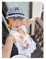 Escape Paradise Loveplayshop - A niche lace starry website. WWW.LOVEPLAYLOVEU.COM - Navy cap