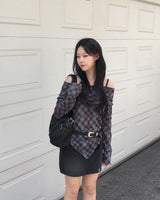 Argyle off shoulder T