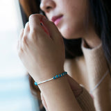 SVB-229 An Yujin wearing Silver Bar Turquoise Unisex Simple Daily Couple Bracelet