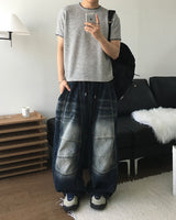 ステッチクロップショートスリーブニット