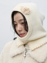 handmade knit flower brooch set - ivory  