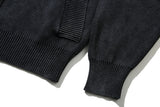 Washed Highneck Knit Zip-Up (BLACK)