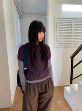 Shuel Wool Cable Short Sleeve Knit