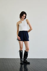 BEBE UNBALANCE SLEEVELESS TOP / WHITE