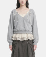 Rosie Ribbon Frill Layered Sweatshirt