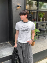 [Shoulder +3cm] Vintage Plain Ringer Short Sleeve T-Shirt