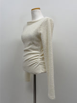 Hairy Shirring Boat Neck T-Shirt