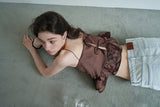 Tie satin blouse_brown