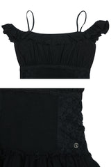 ペタルラッフルドレス black