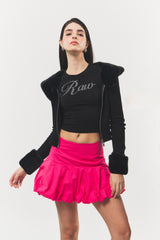 Logo Cubic Crop Top Black