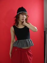  pumpkin check sleeveless_black