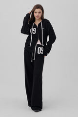 09 Numbering straight pants, Black