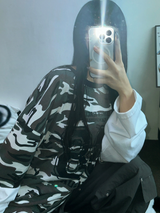 ミリタリーレイヤードオーバーフィットロゴスリーブTシャツ 🩶💚🤍2カラー