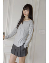 プラケット リブド ティーシャツ(GREY)