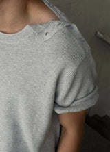 [S/S] Shoulder button half knit(4color)