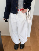 Mild Back Lace-Up Corset Balloon Wide Pants
