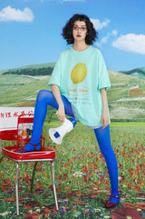 Summer short-sleeved T-shirt with color-blocking and breathable print for casual wear