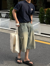 Fairy half cargo denim pants