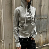RIGHE UNBALANCE HOODED ZIP-UP GREY