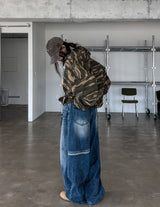 American embroidery camo overfit hoodie