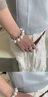 Matt white dot bangle