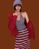 ストライプワイドニットロングスカート (4color)