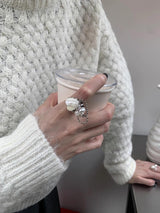 Nacre.pearl.heart silver shell ring