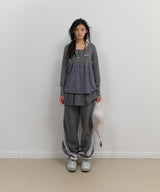 Side Fur Trim Sweatpants / Charcoal