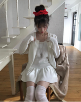[♡MADE♡] トーンデューニットフレアワンピース + ソフトカーディガンセット