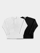 ツイードヘンリーネック長袖Tシャツ