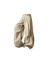 RELABEL Time Element (Condensation) Front And Back Color Blocking, Side Seam, Front Flip, Irregular Pleating, Casual Workwear, Pants