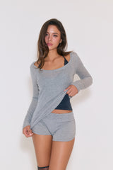 Breeze Sheer Long Sleeve Top (Gray)